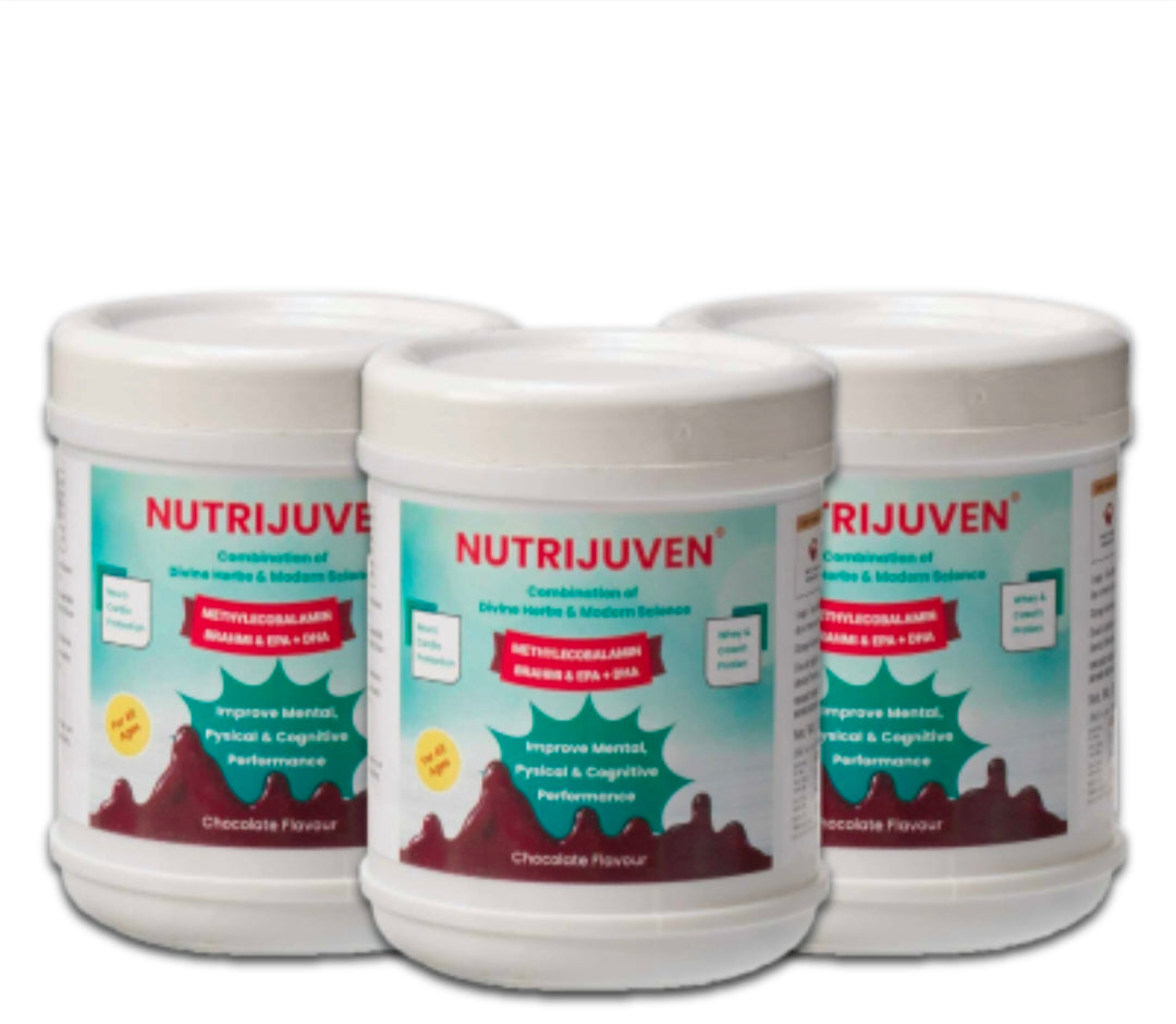 Nutrijuven-A Complete Nutrition I Divine Hearb I Whey I Casin protein I Milk Protien I EPA I DHA I Methylcobalamin I Brahmi I Ashwagandha I Spirulina I Multinminerals I Multivitamins I Pack of 3 200gm